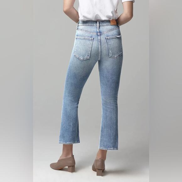 CITIZENS OF HUMANITY Demy Cropped Flare size 25 light wash distressed - Picture 3 of 14